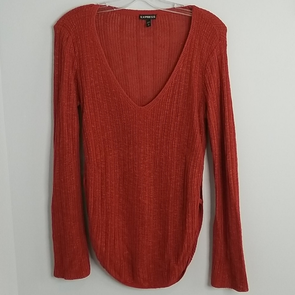 EXPRESS V-neck Lace up Sides sweater Small